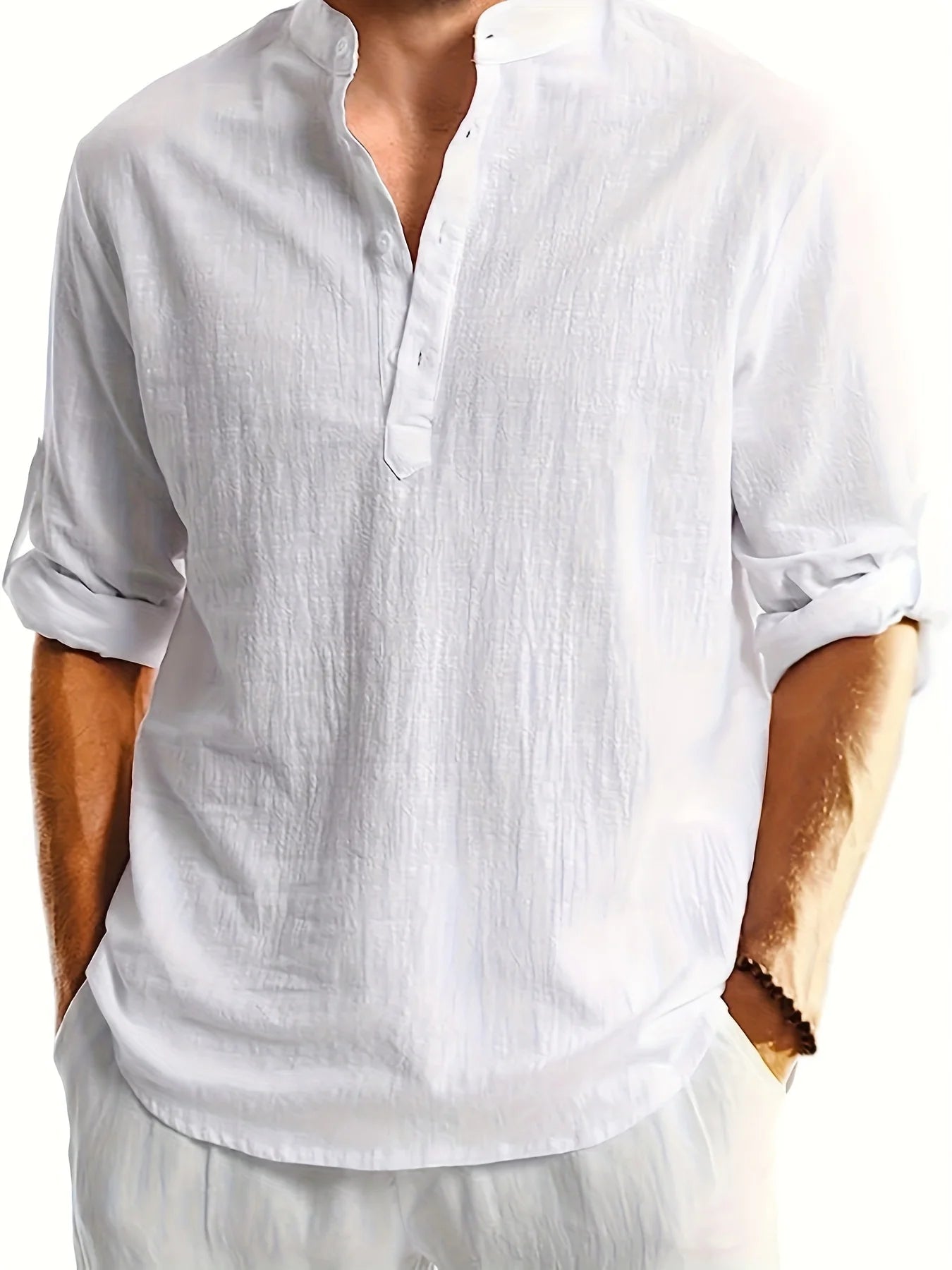 Men's Long Sleeve Linen Shirt Stylish Breathable Men's Clothing